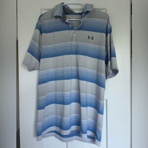 Under Armour Men's Golf Polo Shirt - Blue and Gray Stripes